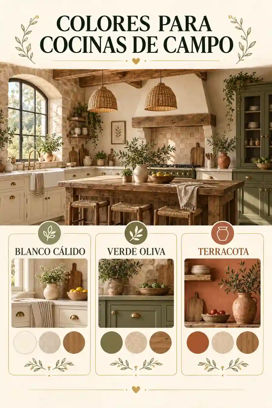 Paleta de colores para cocinas rústicas de campo
