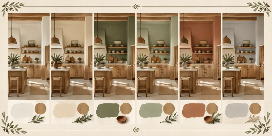 Colores que combinan con una cocina rústica de madera natural