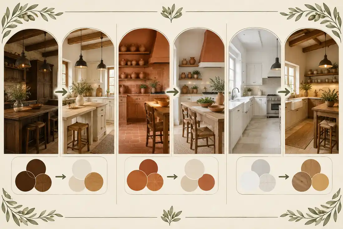 Errores al combinar colores en una cocina rústica y solución equilibrada