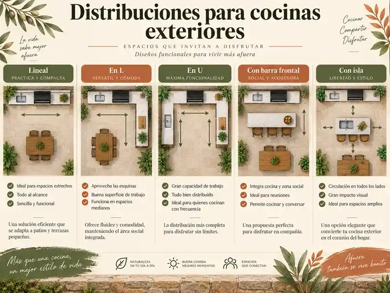 Distribuciones para cocinas rústicas exteriores