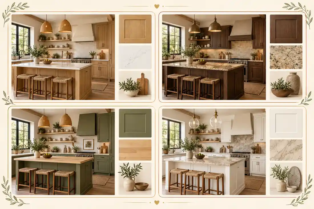 Combinaciones de muebles rústicos y encimeras