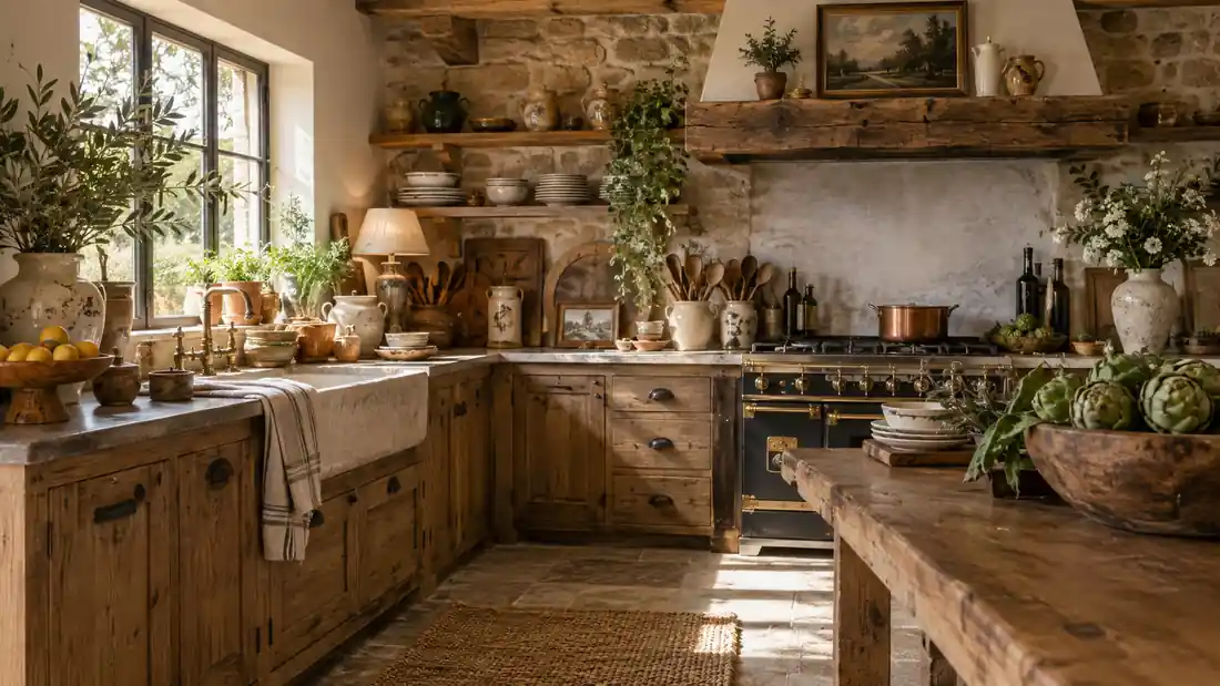 Cocina rústica bonita pero poco funcional por exceso de decoración