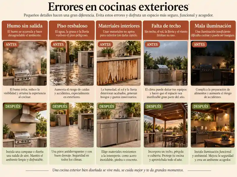 Errores comunes en cocinas exteriores