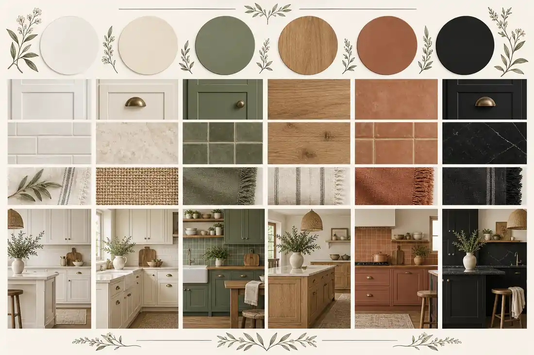 Paleta de colores y materiales para cocinas farmhouse