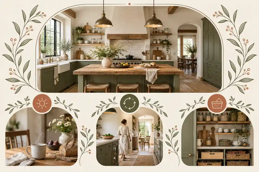Ventajas de una cocina rústica estilo farmhouse: comodidad, circulación y almacenamiento
