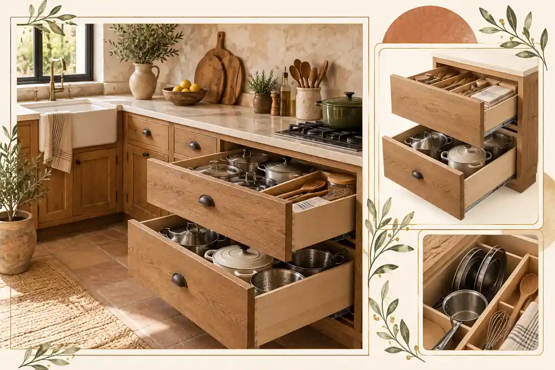 Gabinetes bajos de cocina rústica