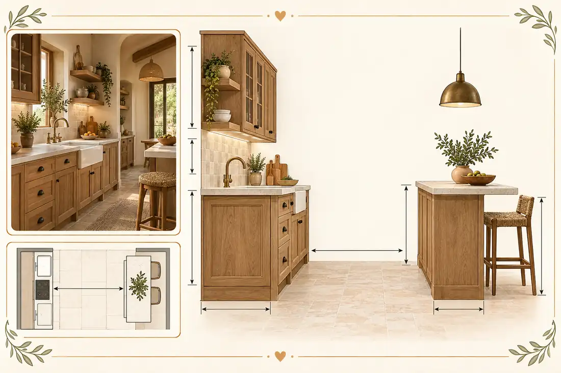 Plano con medidas orientativas de muebles de cocina