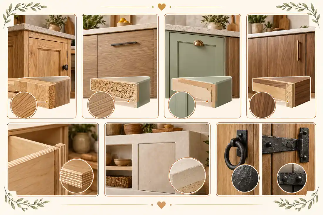 Comparación visual de materiales para muebles rústicos