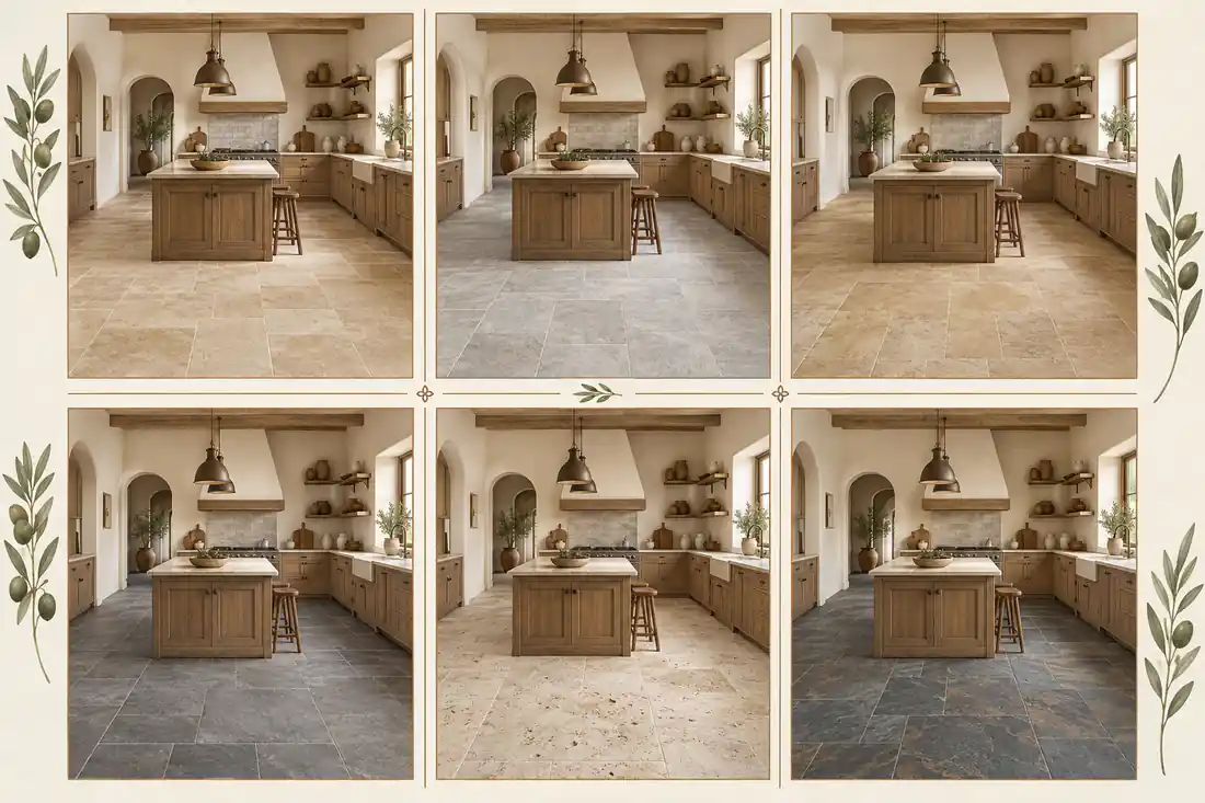 Tonos de porcelanato tipo piedra en cocinas rústicas