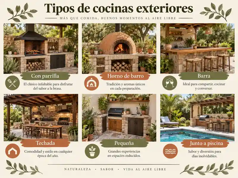Tipos de cocinas rústicas exteriores