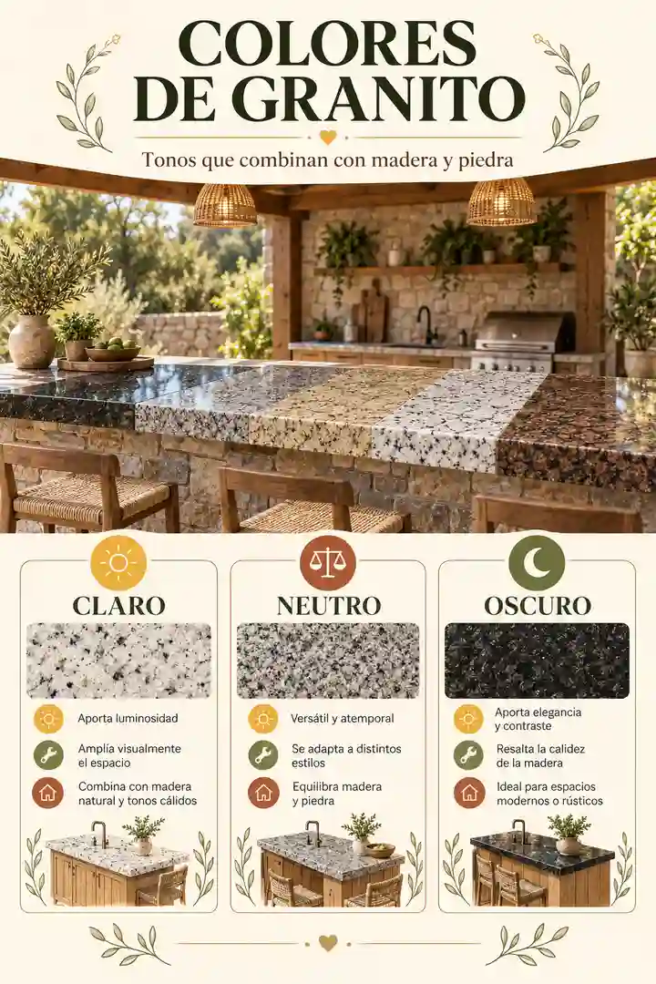Colores de granito recomendados para barras rústicas